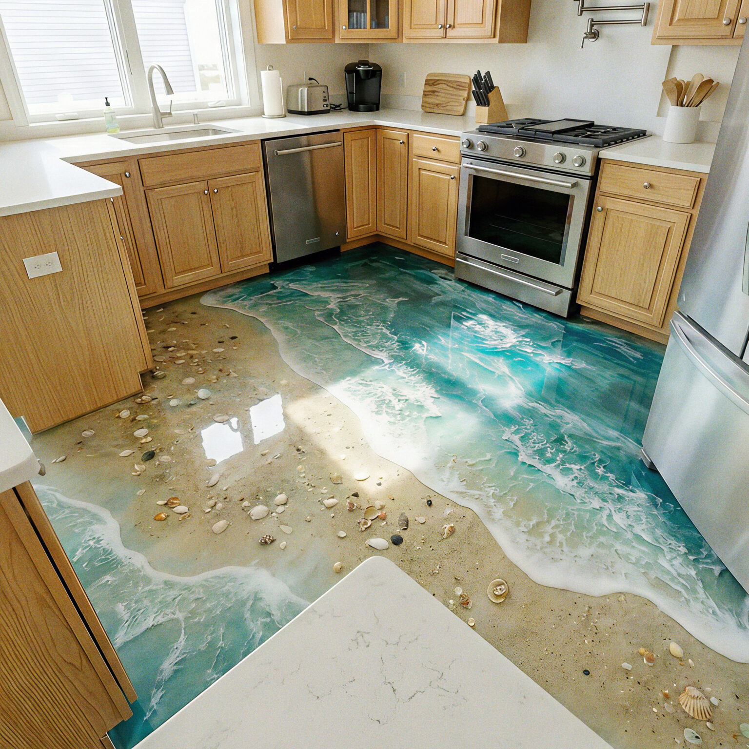Turning a Kitchen Floor Into an Epoxy Shoreline - Original Cozy