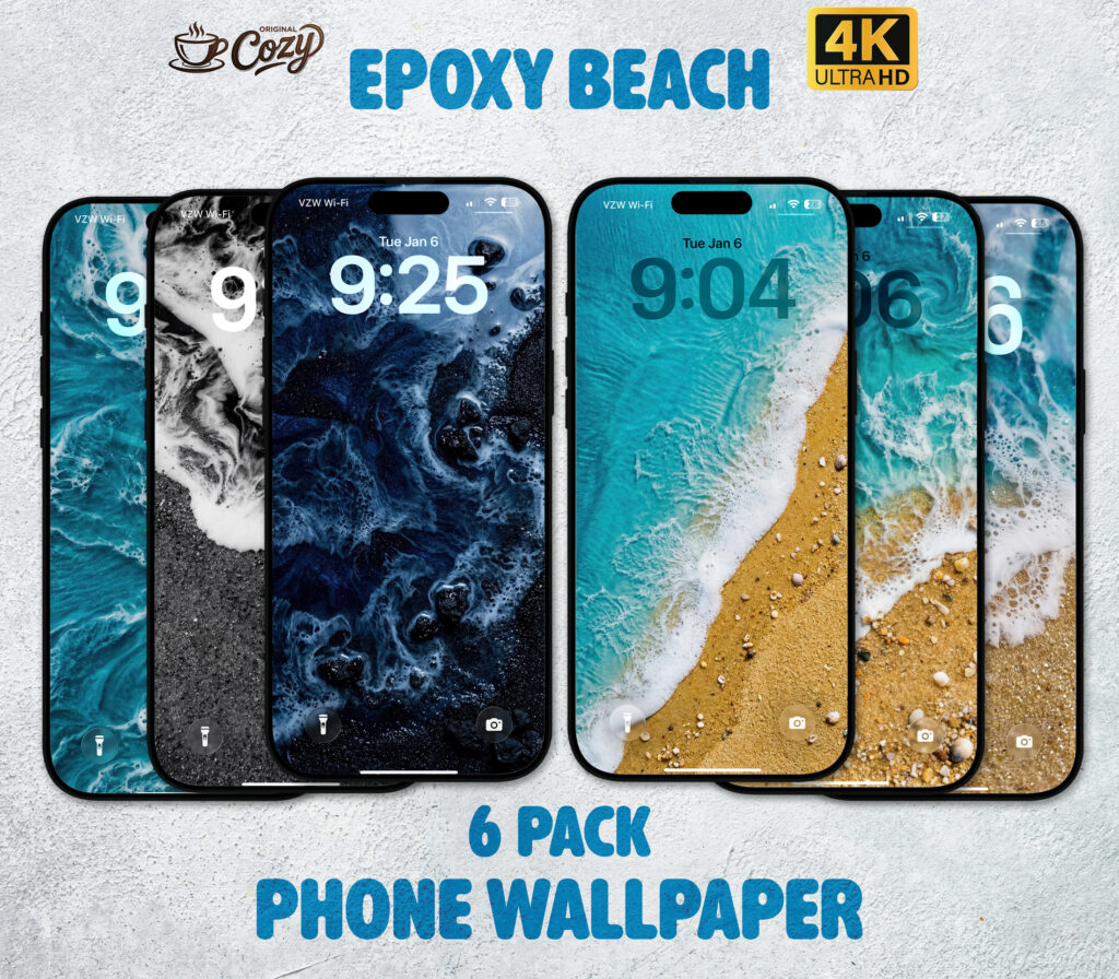 Epoxy Beach Phone Wallpaper 6 Pack
